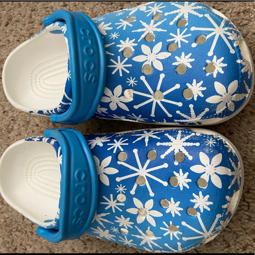 Blue & White Crocs
